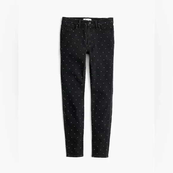 Madewell Black 9 Mid-Rise Skinny Jeans: Metallic Dot Edition